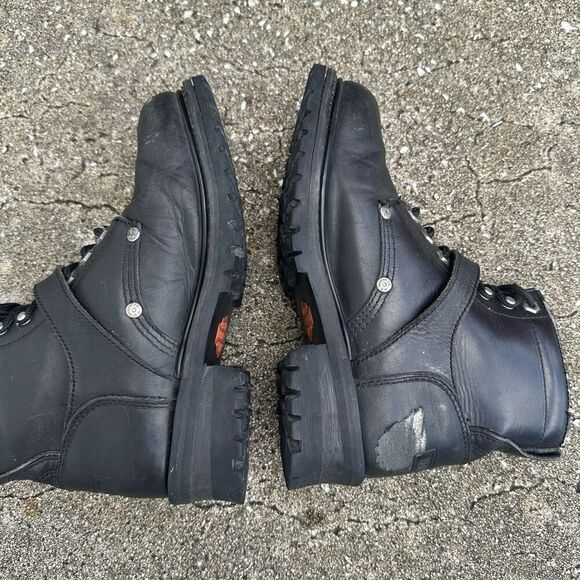 Harley Davidson Faded Glory Leather Moto Boots Womens 9 Lace Up Vintage 81024 - Picture 14 of 16